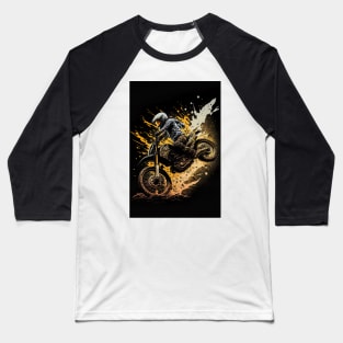 Dirt Bike With Paint Splash Design Baseball T-Shirt